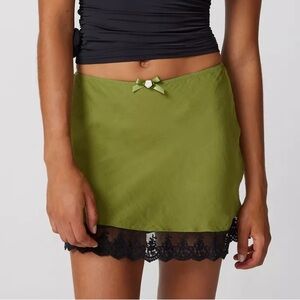NWT Urban Outfitters Green Mini Skirt with Black Lace